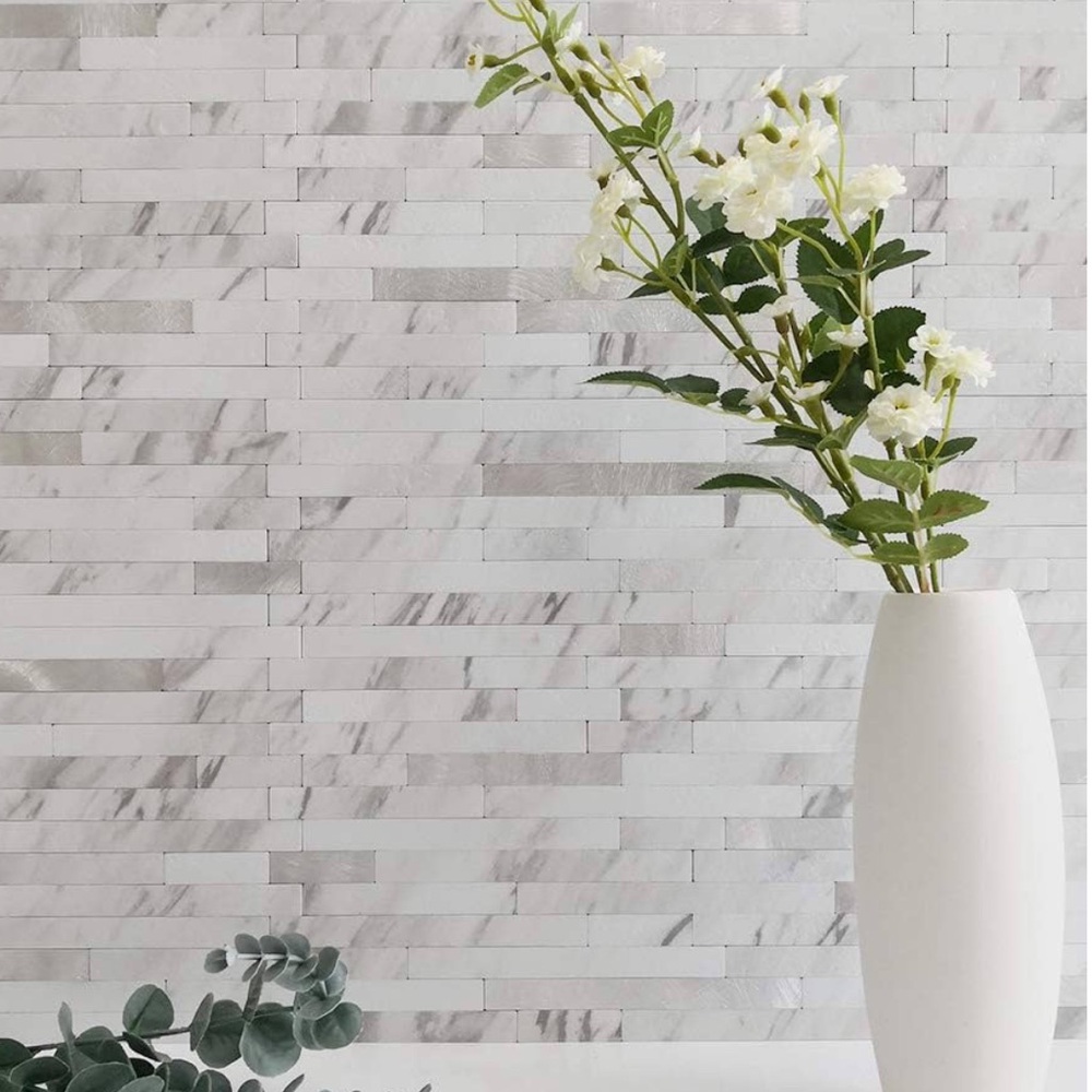 New in pkg-  Art 3D textured, marble and metal peel-n-stick mosaic tiles